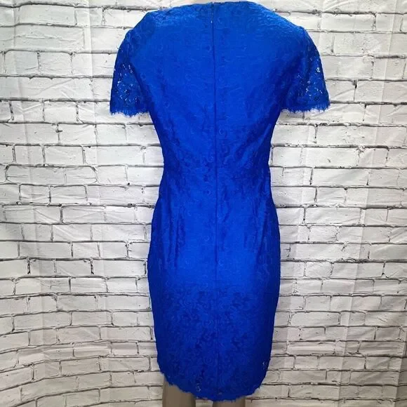 Diane Von Furstenberg Womens Blue Ainsley Lace Bright Blue Dress Size 6 NWT  - nationalbodyline.in